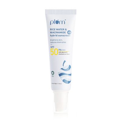 Plum: 2% Niacinamide & Rice Water Hybrid Face Sunscreen with SPF 50 PA+++ - 50ml