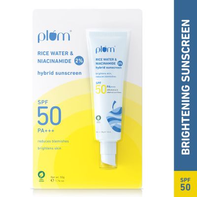 Plum: 2% Niacinamide & Rice Water Hybrid Face Sunscreen with SPF 50 PA+++ - 50ml