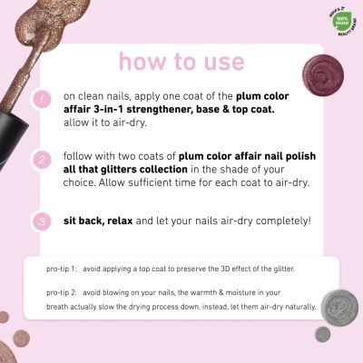 Plum: Color Affair Nail Polish All That Glitters Collection 3D Finish With Pearls & Glitters Emerald Sheen - 168 - 11ml