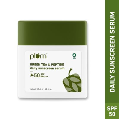 Plum: Green Tea & Peptide Daily Sunscreen Serum with Broad-spectrum SPF 50 & PA++++ - 50ml
