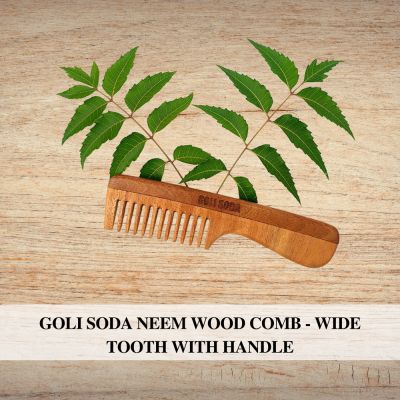 GOLI SODA: Goli Soda Neem Wood Comb Wide Tooth with Handle - 35gm