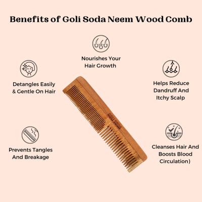 GOLI SODA: Goli Soda Neem Wood Comb Double Tooth - 35gm