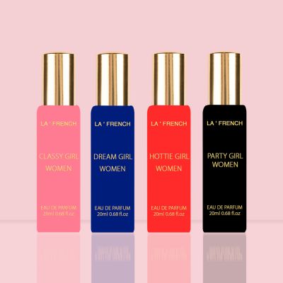 La' French: Organic Luxury Perfumes Gift Set - Hottie, Classy, Dream, Party Girl perfume for Women - Pack of 4 - 20ml Each