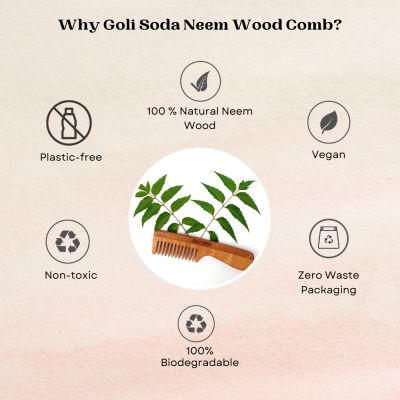 GOLI SODA: Goli Soda Neem Wood Comb Wide Tooth with Handle - 35gm