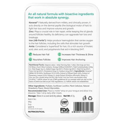 Wellbeing Nutrition: Melts Hair Fall Control - 30 oral strips