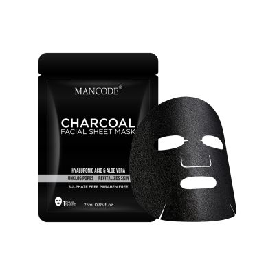 Mancode: Charcoal Face Sheet Mask - Pack of 3 (25ml each)