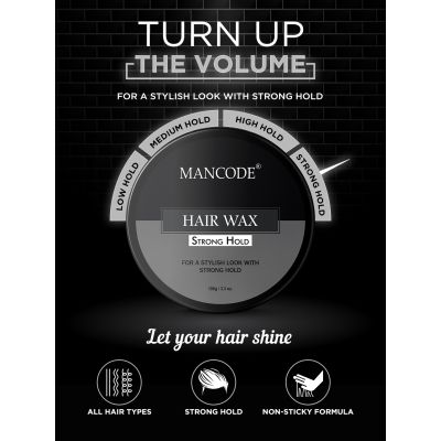 Mancode: Hair Wax Strong Hold Glossy Stylish - 100gm