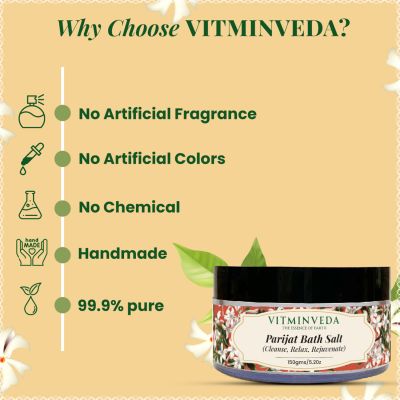 VITMINVEDA: Natural Parijat Bath Salt - 150 gm