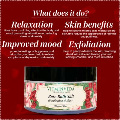 VITMINVEDA: Natural Rose Bath Salt - 150 gm