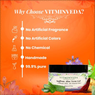 VITMINVEDA: Pure Natural Aloe Vera Gel with Saffron - 100 gm