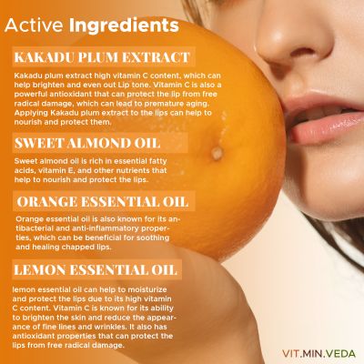 VITMINVEDA: Natural Orange Vitamin C Lip Balm - 8 gm