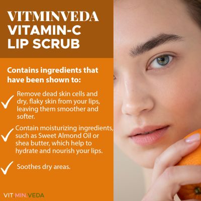 VITMINVEDA: Natural Orange Vitamin C Lip Scrub - 8 gm