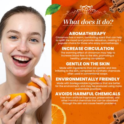 VITMINVEDA: Orange & Cinnamon Herbal Soap Bar - 125 gm