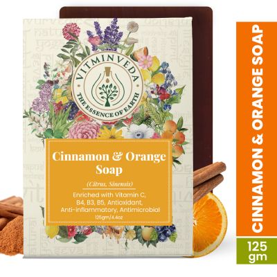 VITMINVEDA: Orange & Cinnamon Herbal Soap Bar - 125 gm