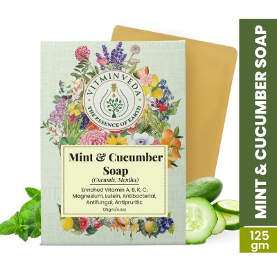 VITMINVEDA: Cucumber & Menthol Herbal Soap Bar - 125 gm