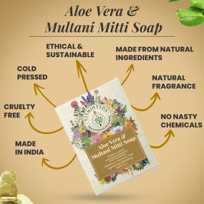 VITMINVEDA: Multani Mitti & Aloe Vera Herbal Soap Bar - 125 gm