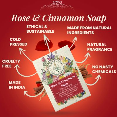 VITMINVEDA: Natural Rose Cinnamon Herbal Soap Bar - 125 gm