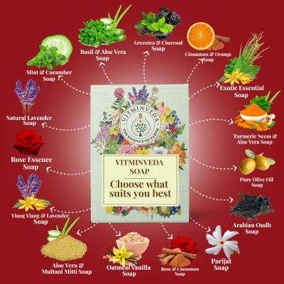 VITMINVEDA: Natural Rose Cinnamon Herbal Soap Bar - 125 gm
