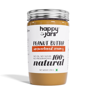 Happy Jars: Unsweetened Creamy Peanut Butter 290g