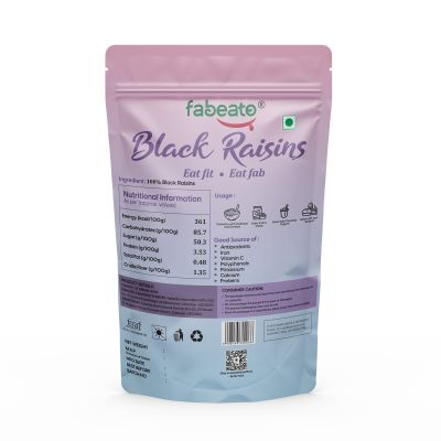Fabeato: Premium Afghani Seedless Black Raisins - 200gm
