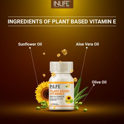 INLIFE: Natural Vitamin E Oil Capsules  30 Vegetarian Capsules