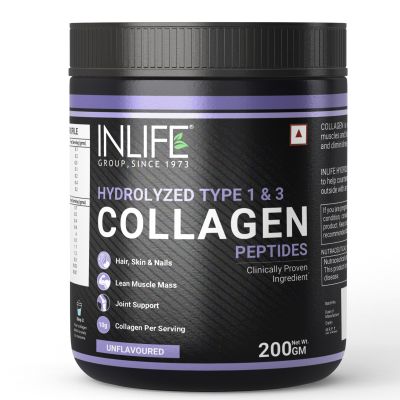 INLIFE: Hydrolyzed Collagen Peptides Powder - Unflavoured - 200gm