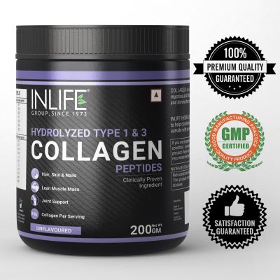 INLIFE: Hydrolyzed Collagen Peptides Powder - Unflavoured - 200gm