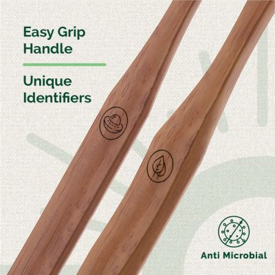 Teeth A Bit: Therapeutic Neem Toothbrush Adult Hefty Handle with Anti-Plaque Medium Bristles - Pack of 2 (Forest Green)