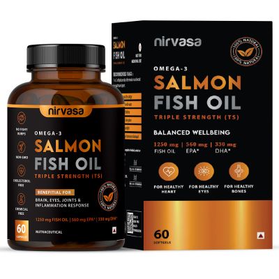 Nirvasa: Omega 3 Salmon Fish Oil Capsules (Triple Strength) - 60 Softgels