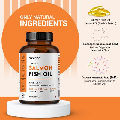 Nirvasa: Omega 3 Salmon Fish Oil Capsules - 60 Softgels