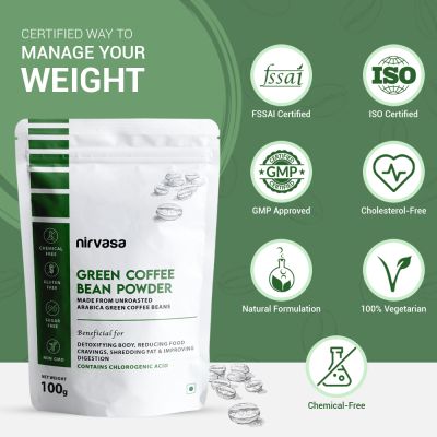 Nirvasa: Unroasted Arabica Green Coffee Bean Powder - 100gm