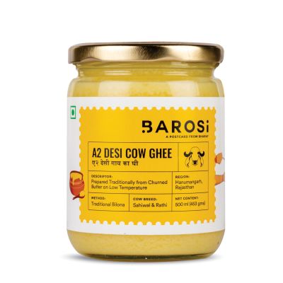 BAROSI: A2 Desi Cow Ghee - Pack of 2 - 500ml Each