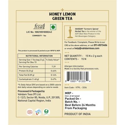 Vahdam Teas: Honey Lemon Green Tea 30gm