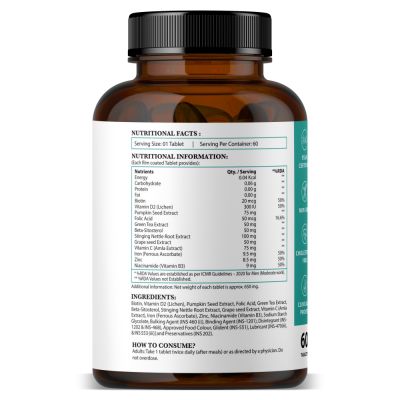 Nirvasa: Hair Vitals DHT Blocker with Biotin - 60 Tablets