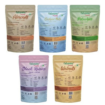 Fabeato: Dry Fruits & Nuts Combo - Pack of 5 (200gm each)