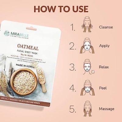 Mirabelle: Oatmeal Facial Sheet Mask - 25ml