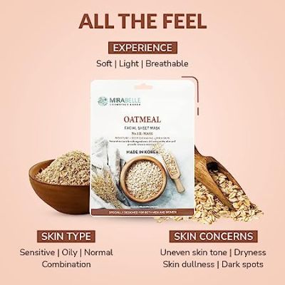 Mirabelle: Oatmeal Facial Sheet Mask - 25ml