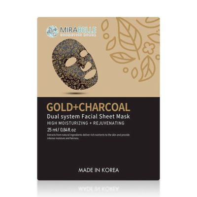 Mirabelle: Gold + Charcoal Dual System Facial Sheet Mask - 25ml