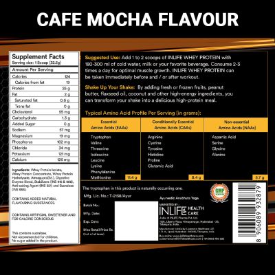 INLIFE: Whey Protein Isolate Concentrate - Cafe Mocha - 400gm