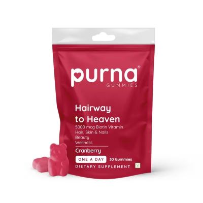 Purna Gummies: 5000mcg Biotin Gummies - Cranberry - 30 Gummies