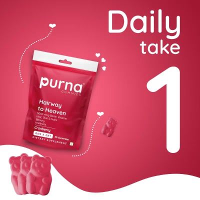 Purna Gummies: 5000mcg Biotin Gummies - Cranberry - 30 Gummies