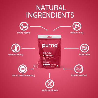 Purna Gummies: 5000mcg Biotin Gummies - Cranberry - 30 Gummies