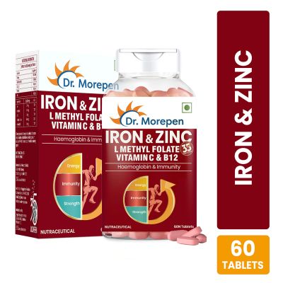 Dr. Morepen: Iron & Zinc Tablets - Immunity & Hemoglobin Booster - 60 Tablets