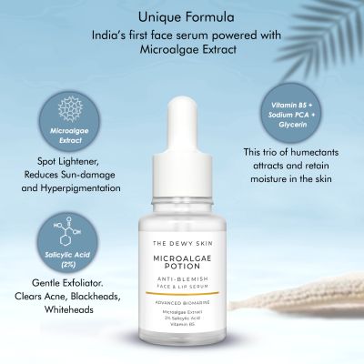 The Dewy Skin: Microalgae Potion Anti-Blemish Face & Lip Serum - 10ml