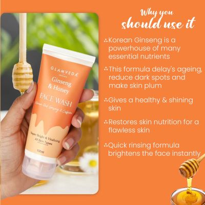 Glamveda: Korean Ginseng & Honey Vitalizing Face Wash - 100ml