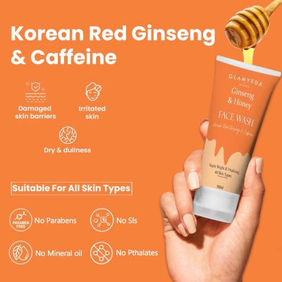 Glamveda: Korean Ginseng & Honey Vitalizing Face Wash - 100ml