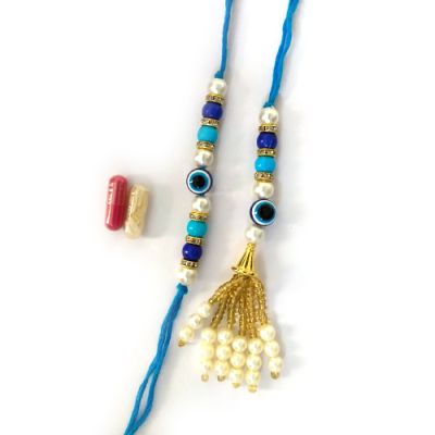 Kindlife: Evil Eye Rakhi Set with Roli Chawal Capsule