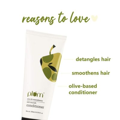 Plum: Plum Olive & Macadamia Rich Nourish Conditioner | For Smooth & Shiny Hair | Revives Dull, Dry, Damaged Hair | 100%Vegan