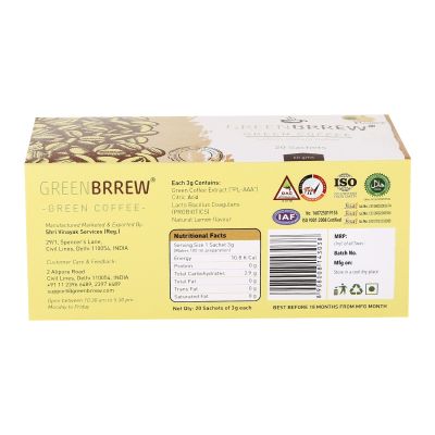 Greenbrrew: Instant Green Coffee - Lemon - 20 Sachets