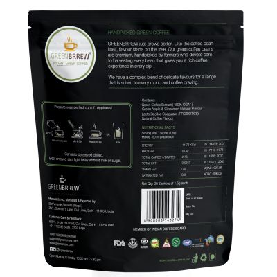 Greenbrrew: Instant Green Coffee - Green Apple & Cinnamon - 20 Sachets